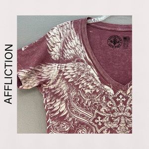 Affliction Women's Maroon Graphic Top